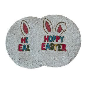 NEW Tiramisu HOPPY EASTER Beaded Placemats 15in Pop of Color Set of 2